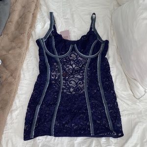 SAVAGE X FENTY Framed In Denim Slip Dress